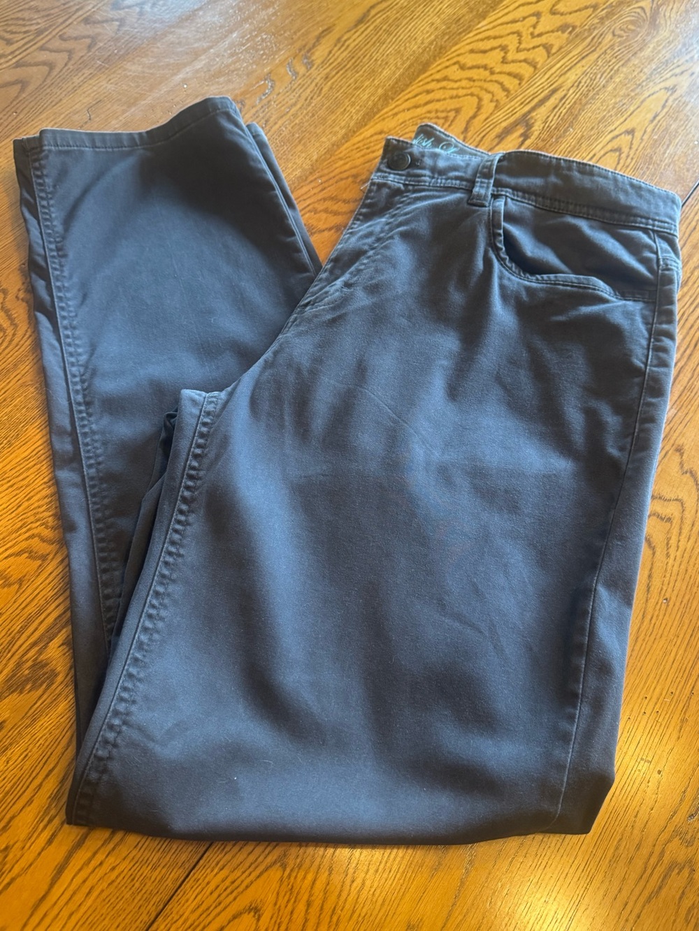 English Laundry Men's Slim Fit 5-Pocket Chino Pants 34x32 Charcoal Gray Stretch